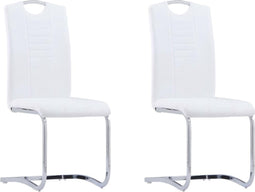 vidaXL - Eetkamerstoelen - 2 - st - kunstleer - wit