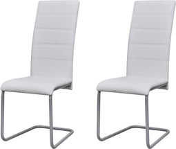vidaXL - Eetkamerstoelen - 2 - st - kunstleer - wit