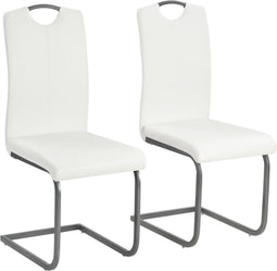 vidaXL - Eetkamerstoelen - 2 - st - kunstleer - wit