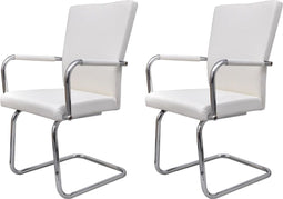 vidaXL - Eetkamerstoelen - 2 - st - kunstleer - wit