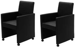 vidaXL - Eetkamerstoelen - 2 - st - kunstleer - zwart