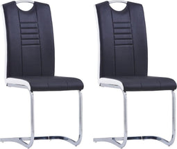 vidaXL - Eetkamerstoelen - 2 - st - kunstleer - zwart