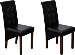 vidaXL - Eetkamerstoelen - 2 - st - kunstleer - zwart
