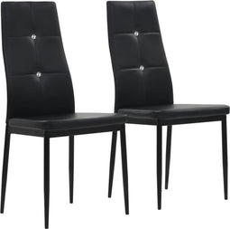 vidaXL - Eetkamerstoelen - 2 - st - kunstleer - zwart