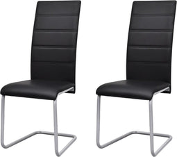 vidaXL - Eetkamerstoelen - 2 - st - kunstleer - zwart