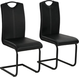 vidaXL - Eetkamerstoelen - 2 - st - kunstleer - zwart