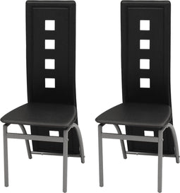 vidaXL - Eetkamerstoelen - 2 - st - kunstleer - zwart