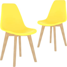 vidaXL - Eetkamerstoelen - 2 - st - kunststof - geel