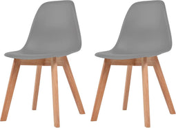 vidaXL - Eetkamerstoelen - 2 - st - kunststof - grijs