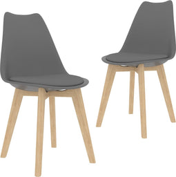 vidaXL - Eetkamerstoelen - 2 - st - kunststof - grijs