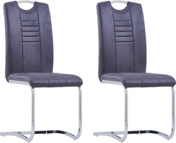 vidaXL - Eetkamerstoelen - 2 - st - kunstsuède - grijs