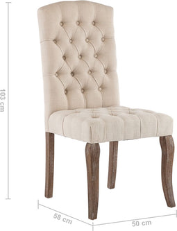 vidaXL - Eetkamerstoelen - 2 - st - linnen-look - stof - beige