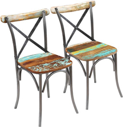 vidaXL - Eetkamerstoelen - 2 - st - massief - gerecycled - hout