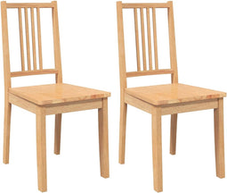 vidaXL - Eetkamerstoelen - 2 - st - massief - hout - naturel - rubber