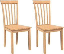 vidaXL - Eetkamerstoelen - 2 - st - massief - hout - naturel - rubber