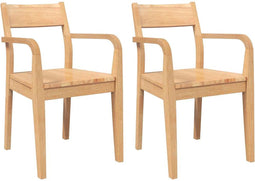 vidaXL - Eetkamerstoelen - 2 - st - massief - hout - naturel - rubber