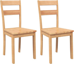 vidaXL - Eetkamerstoelen - 2 - st - massief - hout - naturel - rubber
