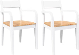 vidaXL - Eetkamerstoelen - 2 - st - massief - hout - rubber - wit
