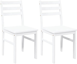vidaXL - Eetkamerstoelen - 2 - st - massief - hout - rubber - wit
