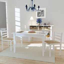 vidaXL - Eetkamerstoelen - 2 - st - massief - rubberwood - en - fluweel - wit