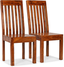 vidaXL - Eetkamerstoelen - 2 - st - modern - hout - met - honingafwerking