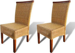 vidaXL - Eetkamerstoelen - 2 - st - natuurlijk - rattan - bruin