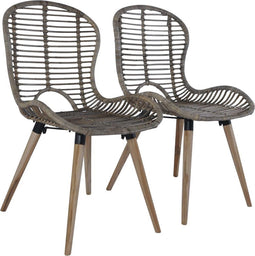 vidaXL - Eetkamerstoelen - 2 - st - natuurlijk - rattan - bruin