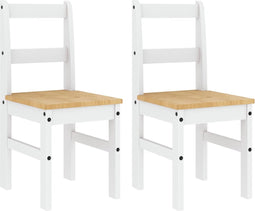 vidaXL - Eetkamerstoelen - 2 - st - Panama - 40x46x90 - cm - grenenhout - wit