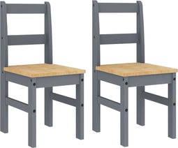 vidaXL - Eetkamerstoelen - 2 - st - Panama - 40x46x90 - cm - grenenhout - grijs