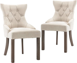vidaXL - Eetkamerstoelen - 2 - st - stof - beige