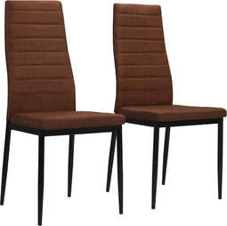 vidaXL - Eetkamerstoelen - 2 - st - stof - bruin