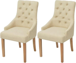 vidaXL - Eetkamerstoelen - 2 - st - stof - crème