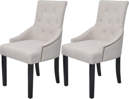 vidaXL - Eetkamerstoelen - 2 - st - stof - crèmegrijs