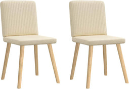 vidaXL - Eetkamerstoelen - 2 - st - stof - crèmekleurig