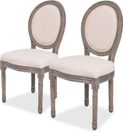 vidaXL - Eetkamerstoelen - 2 - st - stof - crèmekleurig