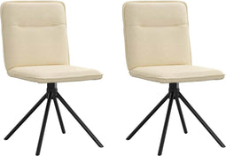 vidaXL - Eetkamerstoelen - 2 - st - stof - crèmekleurig