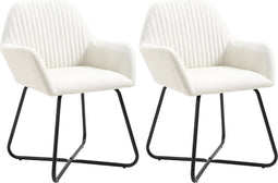 vidaXL - Eetkamerstoelen - 2 - st - stof - crèmekleurig