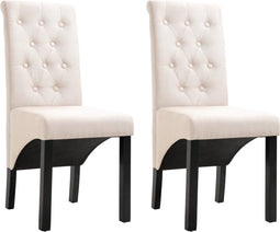vidaXL - Eetkamerstoelen - 2 - st - stof - crèmekleurig