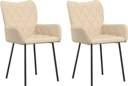 vidaXL - Eetkamerstoelen - 2 - st - stof - crèmekleurig
