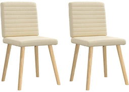 vidaXL - Eetkamerstoelen - 2 - st - stof - crèmekleurig