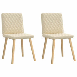 vidaXL - Eetkamerstoelen - 2 - st - stof - crèmekleurig