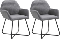 vidaXL - Eetkamerstoelen - 2 - st - stof - donkergrijs