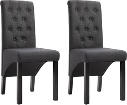 vidaXL - Eetkamerstoelen - 2 - st - stof - donkergrijs