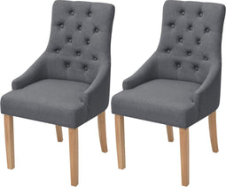 vidaXL - Eetkamerstoelen - 2 - st - stof - donkergrijs