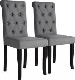 vidaXL - Eetkamerstoelen - 2 - st - stof - donkergrijs