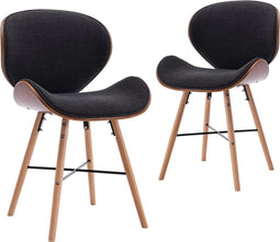 vidaXL - Eetkamerstoelen - 2 - st - stof - en - gebogen - hout - donkergrijs