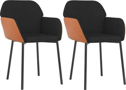 vidaXL - Eetkamerstoelen - 2 - st - stof - en - kunstleer - zwart
