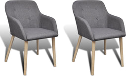 vidaXL - Eetkamerstoelen - 2 - st - stof - en - massief - eikenhout - lichtgrijs