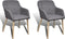 vidaXL - Eetkamerstoelen - 2 - st - stof - en - massief - eikenhout - lichtgrijs