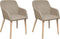 vidaXL - Eetkamerstoelen - 2 - st - stof - en - massief - eikenhout - beige